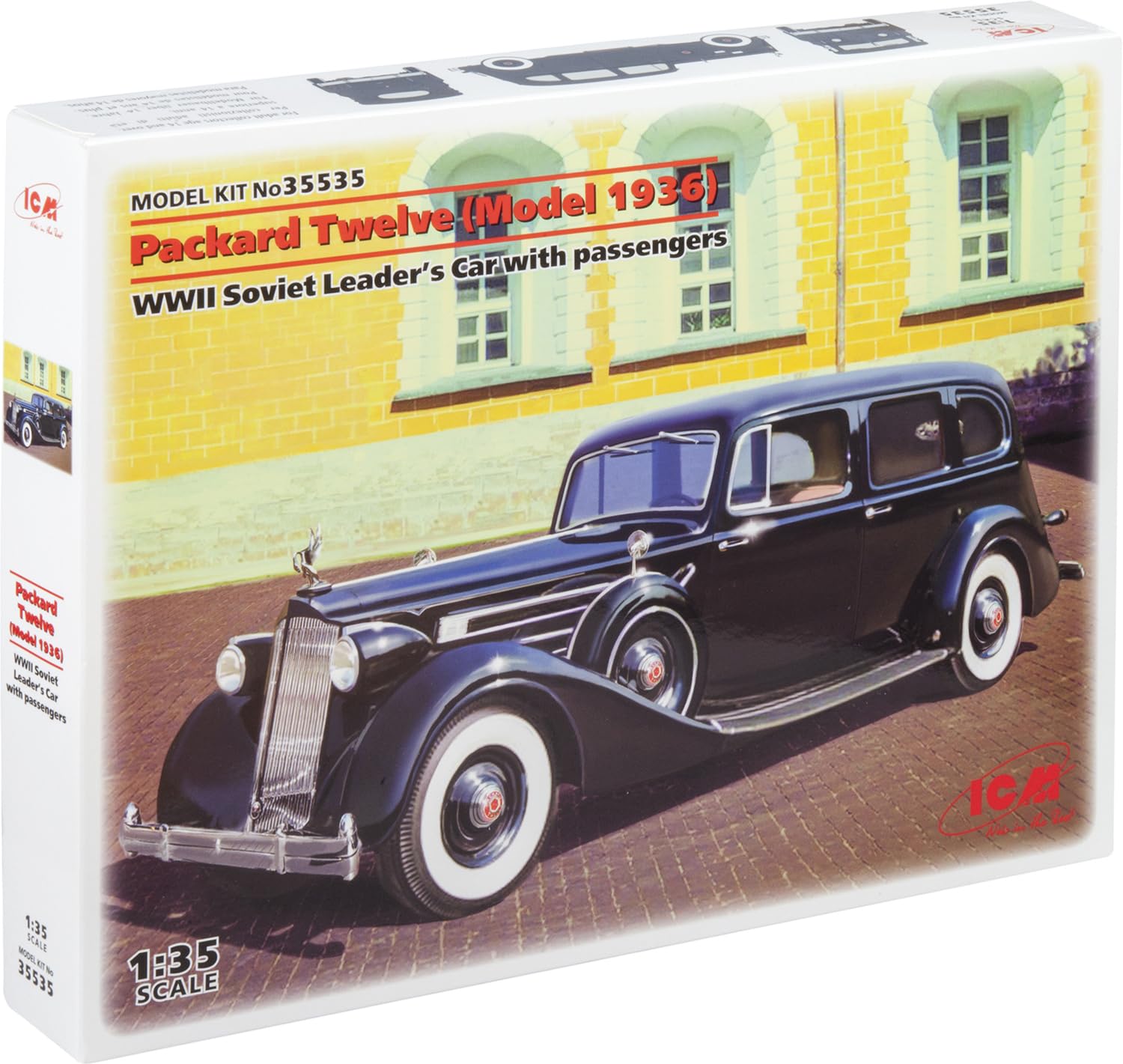

ICM Масштаб 1/35 Автомобиль советской армии Packard 12 лидера, 1936 с фигурой, набор пластиковой модели 35535