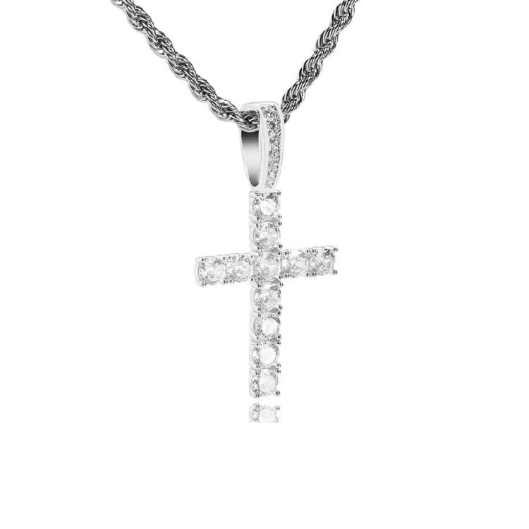 

Modern Hip Hop Crucifix Pendant Necklace Silver Neckwear Elegant Lady Women s Neckchain For Daily Wear Party