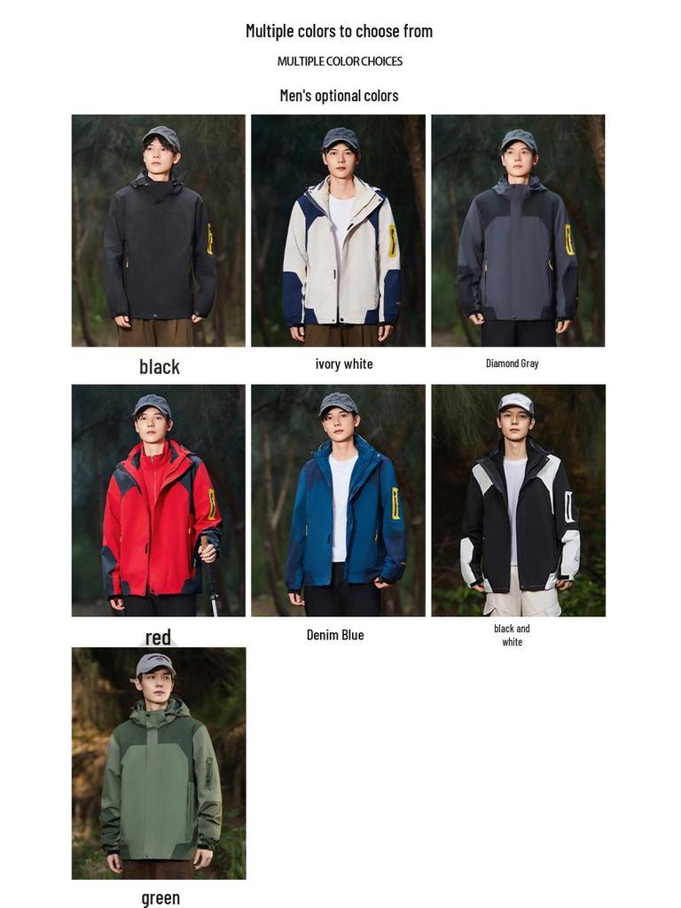 Unisex Colorblock Windbreaker: Detachable, Waterproof, Windproof, Customizable Print