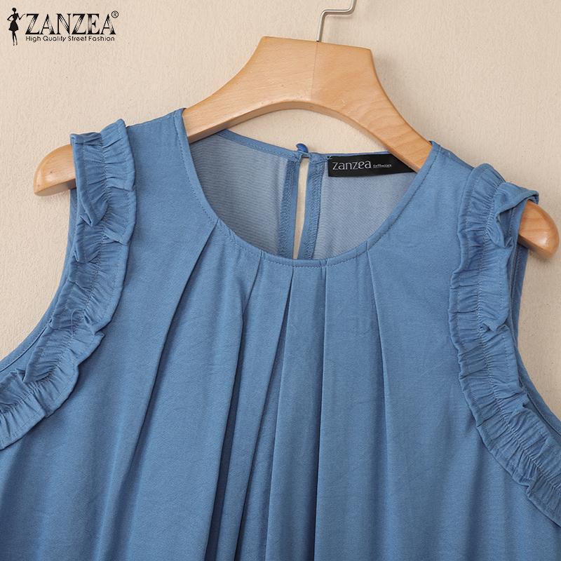 ZANZEA Maiouri de vară casual cu gât rotund și fără mâneci pentru femei