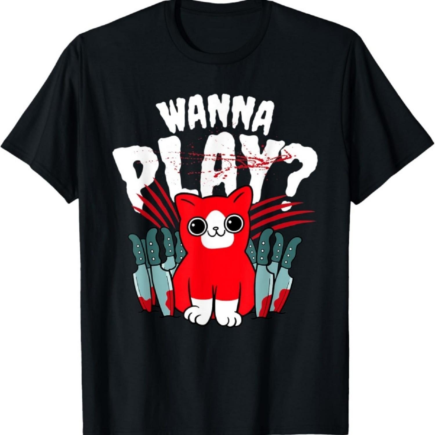 

Wanna Play - Sweet & Funny Psycho Cat T-Shirt XXXXXL чорний