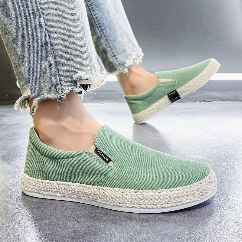 Fashion Sneakers Summer Canvas Round Toe Men's Casual Shoes Solid Color Non Slip Non-leather Work Fashion 2025 Male Shoe Walking Hiking