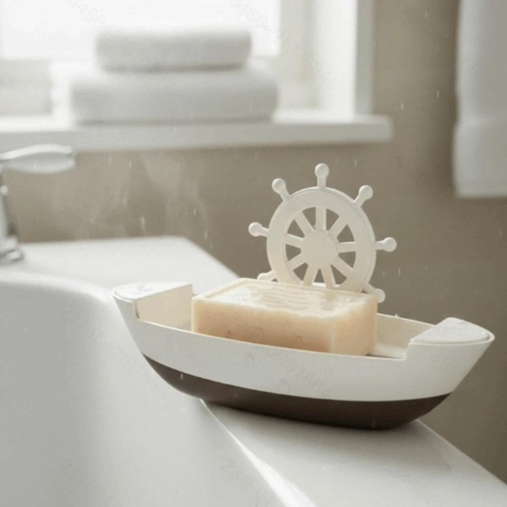 Plastic Boat-Shaped Soap Dish Drainage Cartoon Soap Dish Decor Soap Holder Bathroom