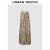UR2026 Retro Print Strappy Loose Dress