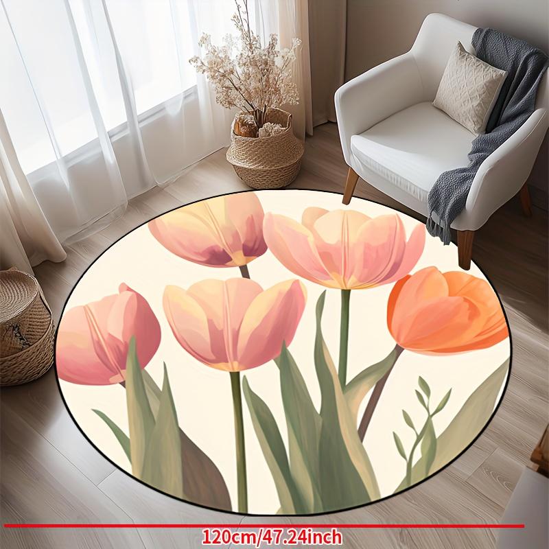 Luxuriöses Blumenmuster Runde Form Fußmatten Küche Flur Läufer Teppich Schlafzimmer Wohnzimmer Weicher Teppich Rutschfester Bereichsteppich