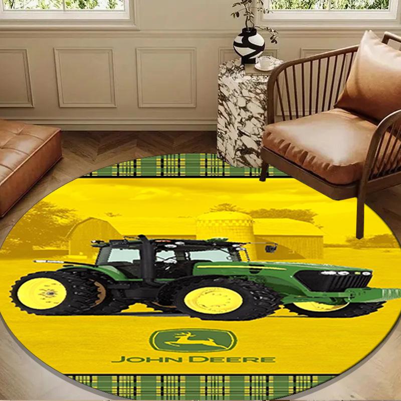 John Deere Logo Design Round Mat Home Decor, Chair Rug For livingroom,Bedroom, Doormat Home Decor Birthday Gift Christmas Gifts