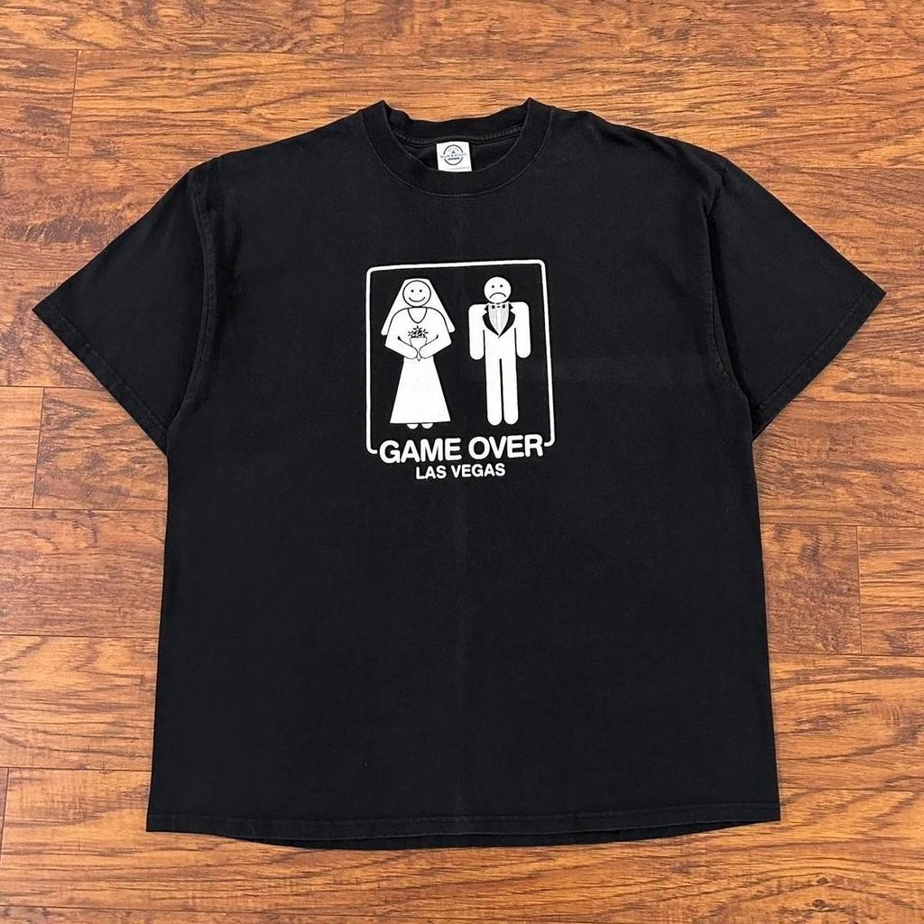 Vintage Game Over Marriage Las Vegas Funny T-Shirt