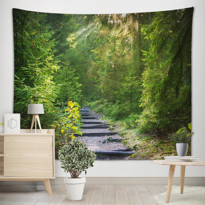 Sunny Forest Scenery Tapestry Natural Scenery Wall Art Tapestry Dormitory Room Aesthetic Decoration Living Room Home Decoration