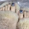 Handmade Crystal Cat Eye Toenail Art - Gray Blue Finish