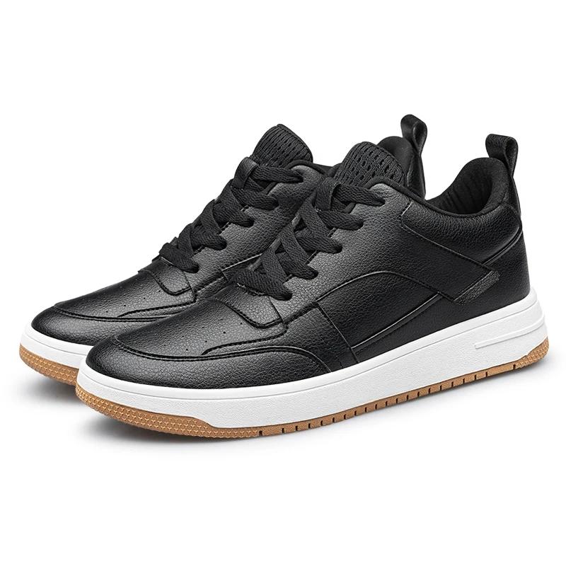 Genuine Leather Casual Shoes Men White Sneakers For Men Skateboard Shoes Comfortable Platform Male Footwear Height Increase 6cm