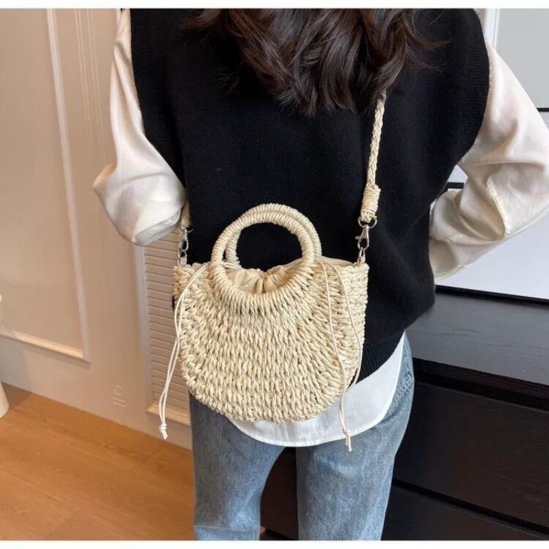 Versatile Vegetable Basket Straw Bag Hand-woven Bag Large Capacity Seaside Vacation Beach Messenger Bag Female