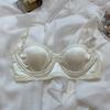 French Style Luxury Smooth Surface Seamless Satin Half Cup Bra Strapless Push Up Anti Sagging