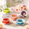 Europäische Keramik Blume Kaffeebecher Schmetterling Dreidimensionales Relief Blume Tasse Exquisite Nachmittagstee Blumen Tee Kaffeebecher