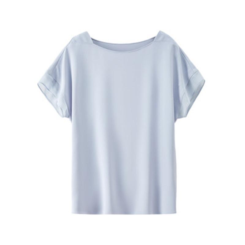Women's Blouse Summer Short-sleeved T-shirt Round Neck Loose Simple Chiffon Shirt