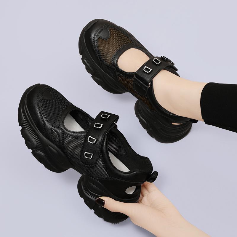 Ladies' Summer New Slope Heel Platform Casual Fashion Mesh Sports Dad Shoes Breathable Women's Sandals