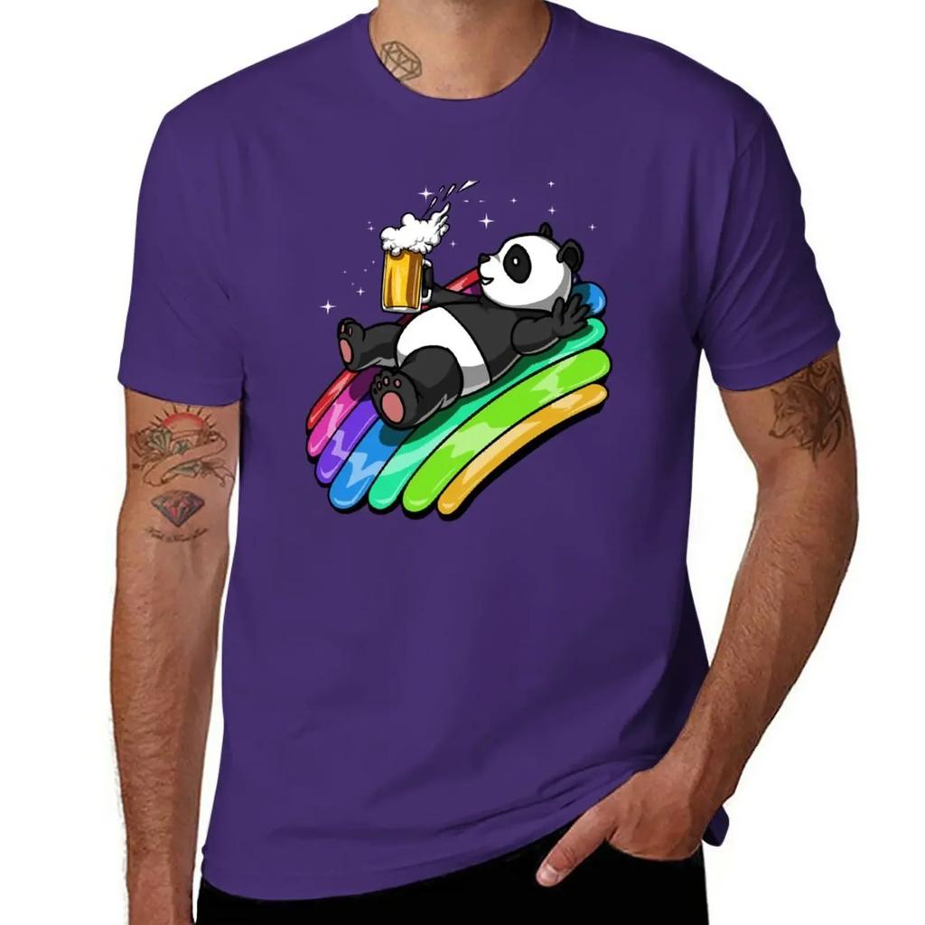 Panda Bear Beer Party T-Shirt Summer Top Boys Whites Blouse Big and Tall T Shirts for Men