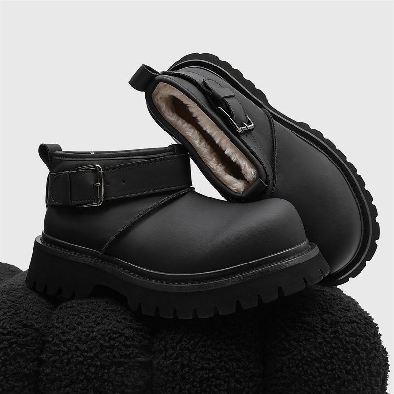 

Platform short boots 2025 winter new Mickey big head men s shoes fleece thickened cold-proof couple heightened snow boots Female code 36