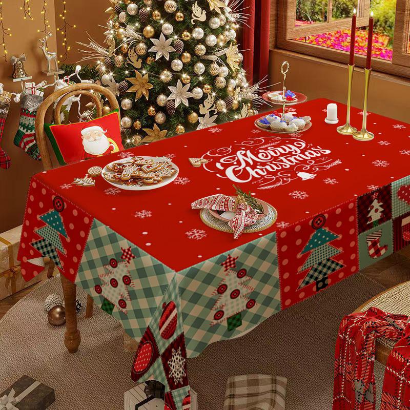 Christmas Tablecloth, Festive Table Decoration, British Style Coffee Table Cover, Stain-resistant and Dustproof Cloth