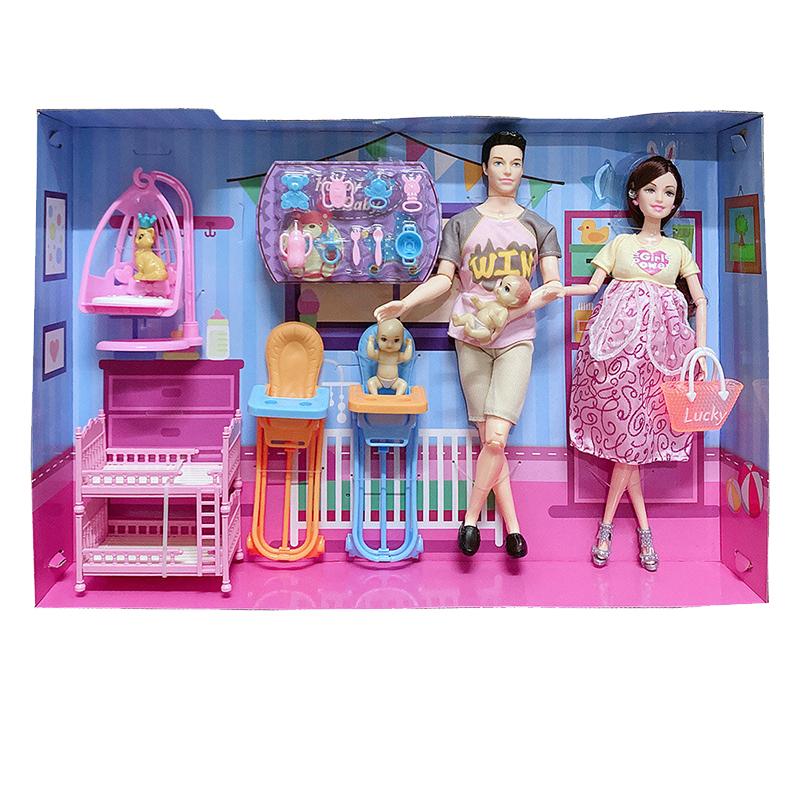 Handgefertigtes Puppenzubehör Baby-Puppen Schwangere Mutter Dame Vater Papa Für Mädchen Spiel Weihnachtsgeburtstagsgeschenk, Montage erforderlich