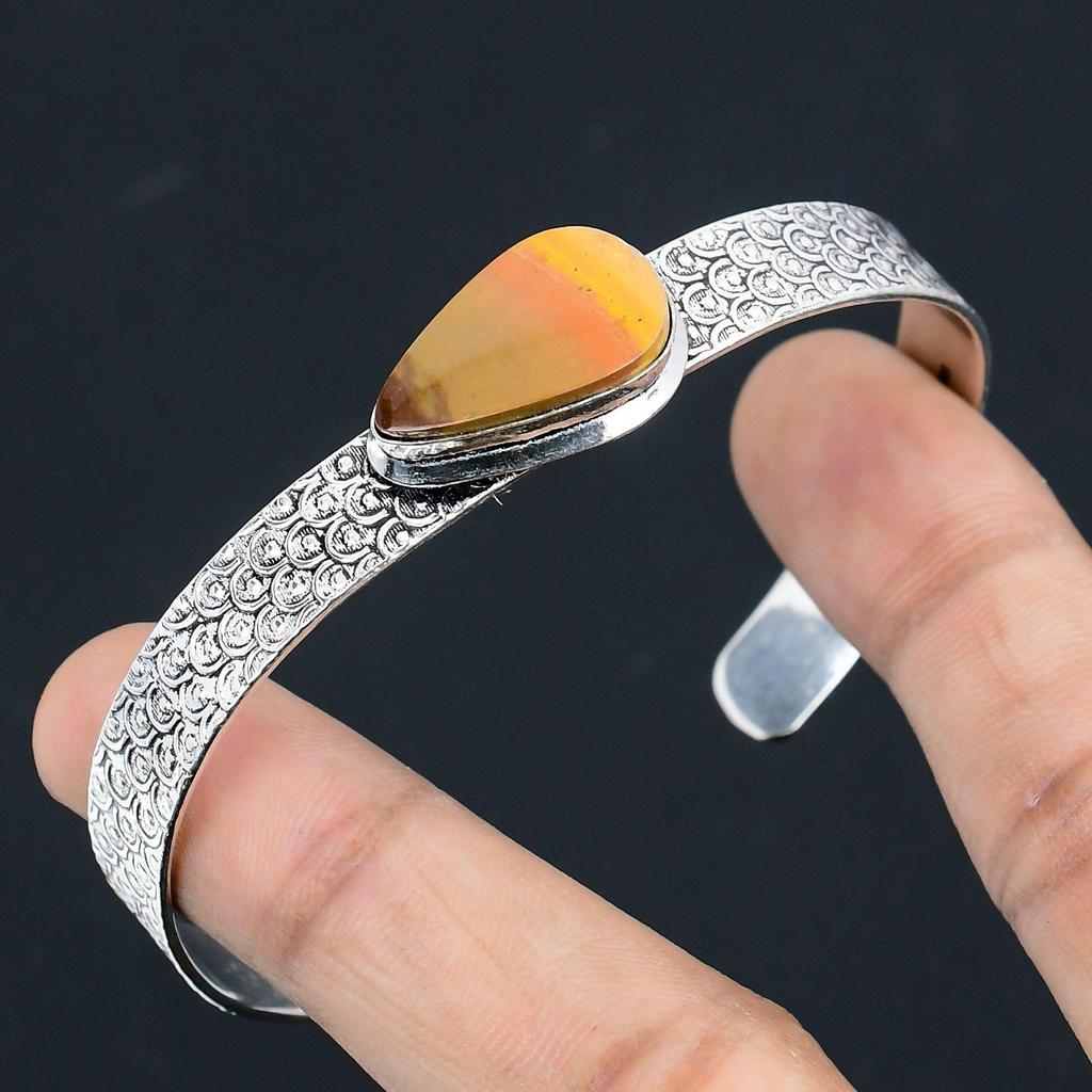 Womens Day Sale Sterling Silver Mookaite Gemstone Handmade Anniversary Bangle