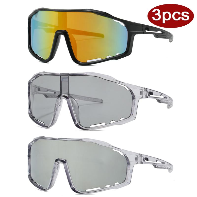 

3 шт. Уличные очки для горного велосипеда, шоссейного велосипеда, цельная оправа, солнцезащитные очки, спортивные очки для велоспорта, панк, ветрозащитные очки, UV400