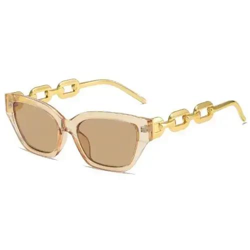 New Fashion Small Cat Eye Sunglasses Women Trending Product Luxury Brand Cateye Chain Leg Sun Glasses Ladies Black Shades Uv400
