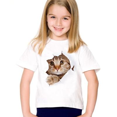 2024 nuova moda estate carino bambini marca abbigliamento per bambini ragazza manica corta stampa 3d gatto magliette top vestiti per bambini