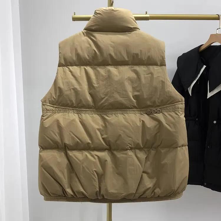 Kamizelka puchowa damska luźna modna jednolita kolor stójka prosta i wszechstronna jesienna kamizelka kurtka