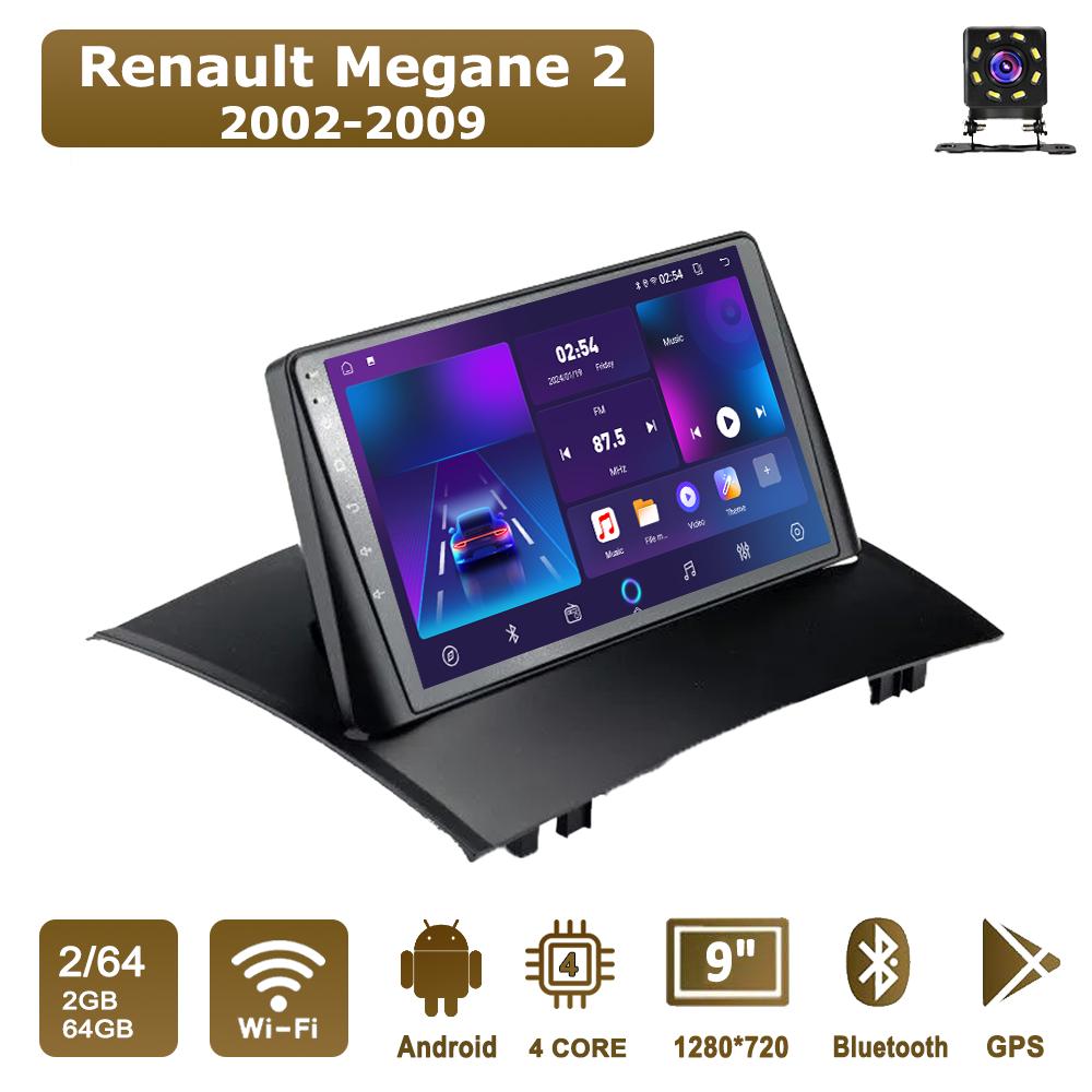 

Android Car-Play Car Radio For Renault Megane 2 2002-2009 Multimedia Player Head Unit Stereo GPS Navigation BT WIFI,2+64GB чорний