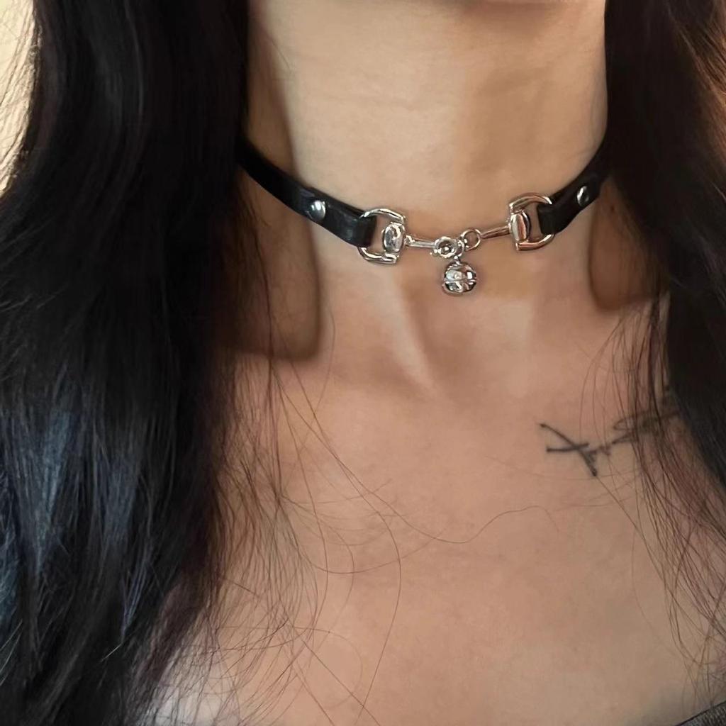 Vintage Y2K Necklace For Women Punk Pu Leather Choker Collar Chain Jewelry Goth Cool Stuff Couple Accessories N0485