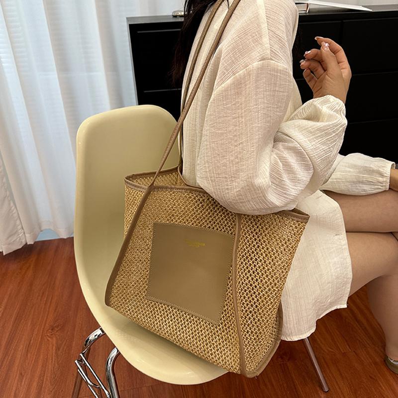 Woven Large Capacity Fashion Version Handbag New All-in-one Leisure Foreign Shoulder Tote Bag For Women Travel Beach Bag KTY