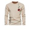Herren langärmliges rundhalsiges lockeres lässiges T-Shirt-Oberteil mit Rosen-Buchstaben-Aufdruck für Frühling und Herbst, vielseitig