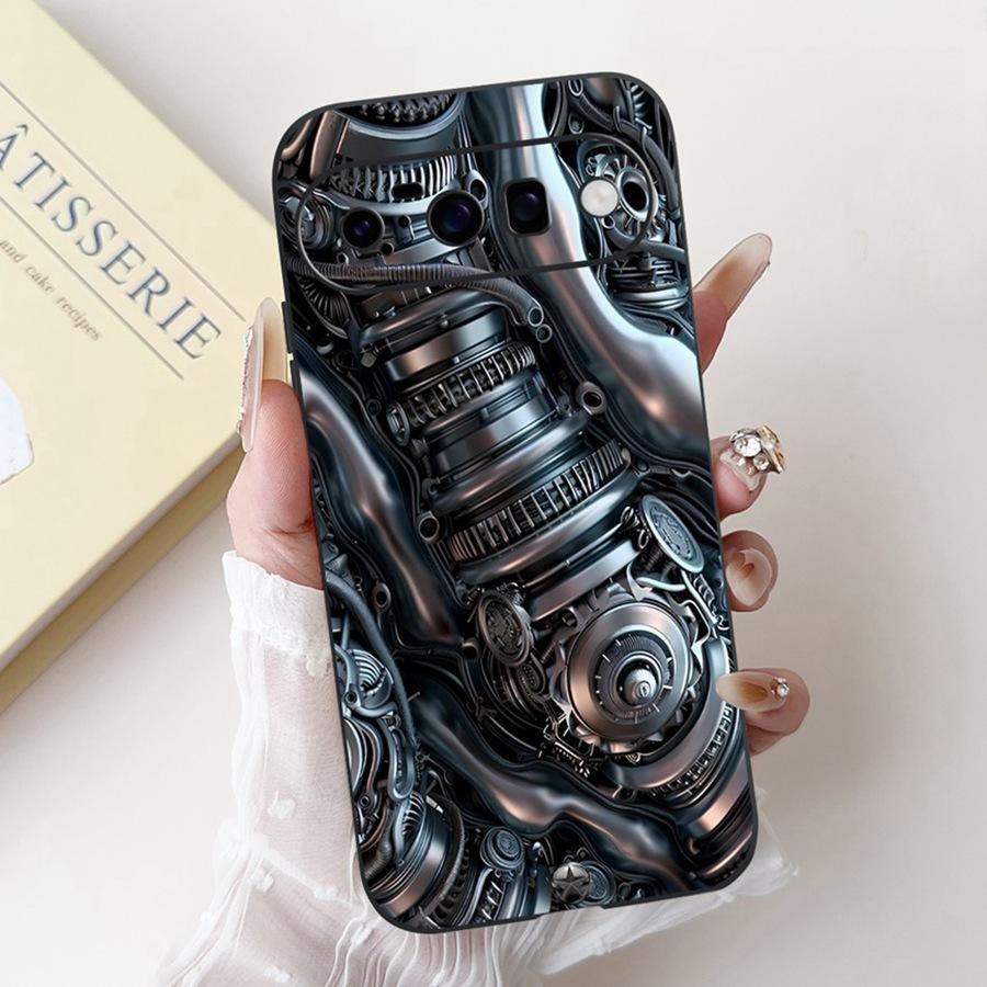 Neues Design 2025 Muster Hülle für Google Pixel 10 Pro XL Capa Weiches Silikon Schwarz Lackiert Vollabdeckung für Google Pixel10 Pro Funda