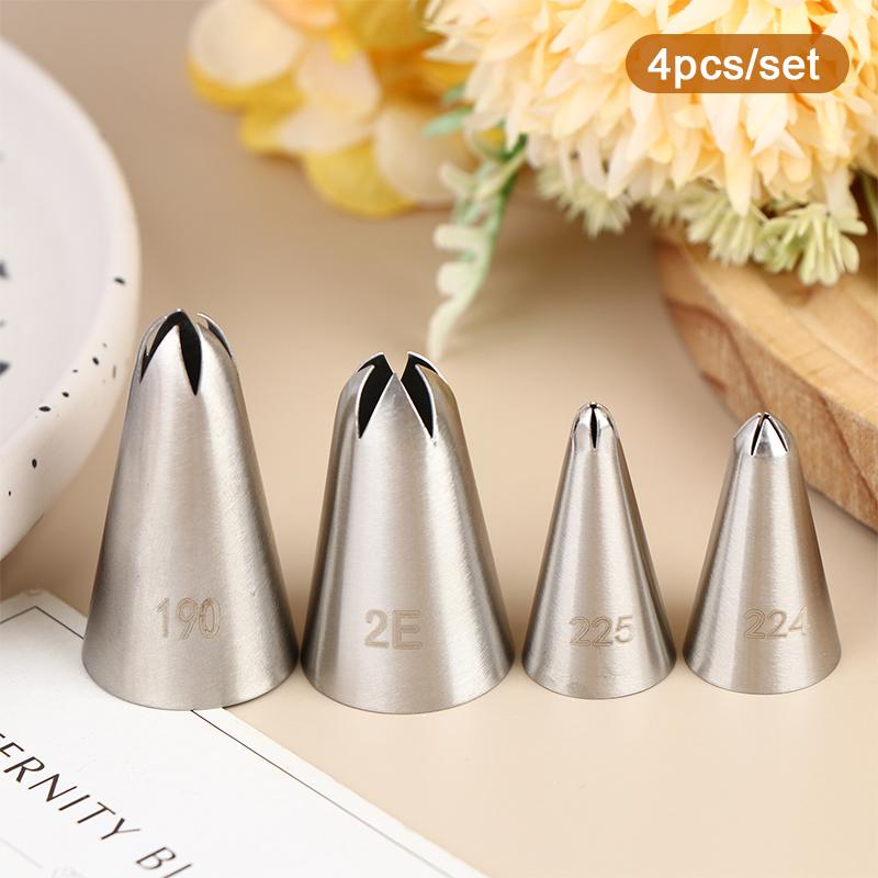 1/4 Stück Edelstahl Tortendekorations-Tüllen Blume Spritztülle für Cupcake Sahne Gebäck Süßwaren