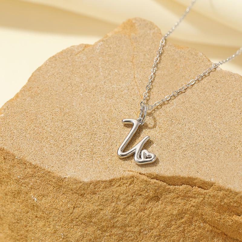 Banyan Tree S925 Silver English Letter Pendant Necklace - Simple, Elegant Style for Mother's Day