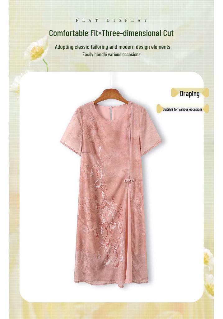 Mother's Day Summer Qipao Dress for Middle-Aged Women