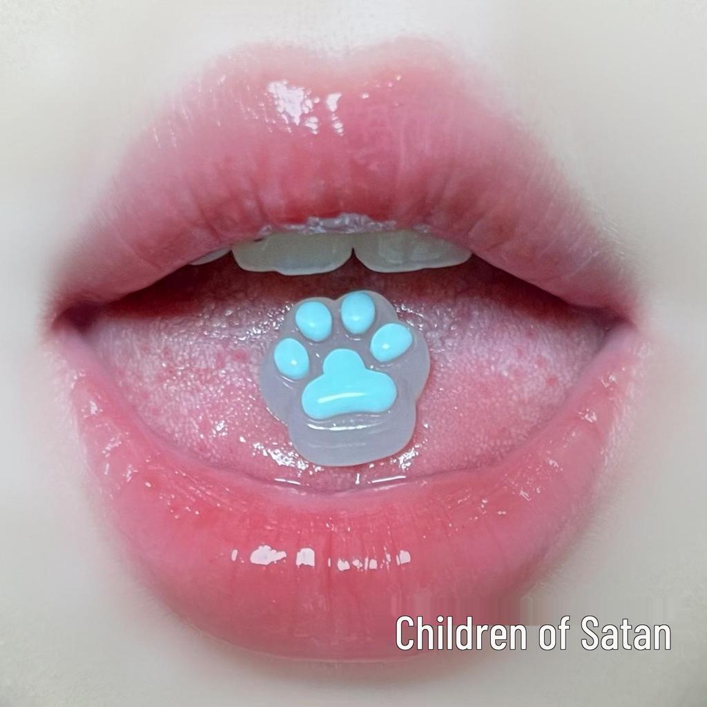 Cat Paw Tongue Stud - Cute Milk-like Piercing Jewelry