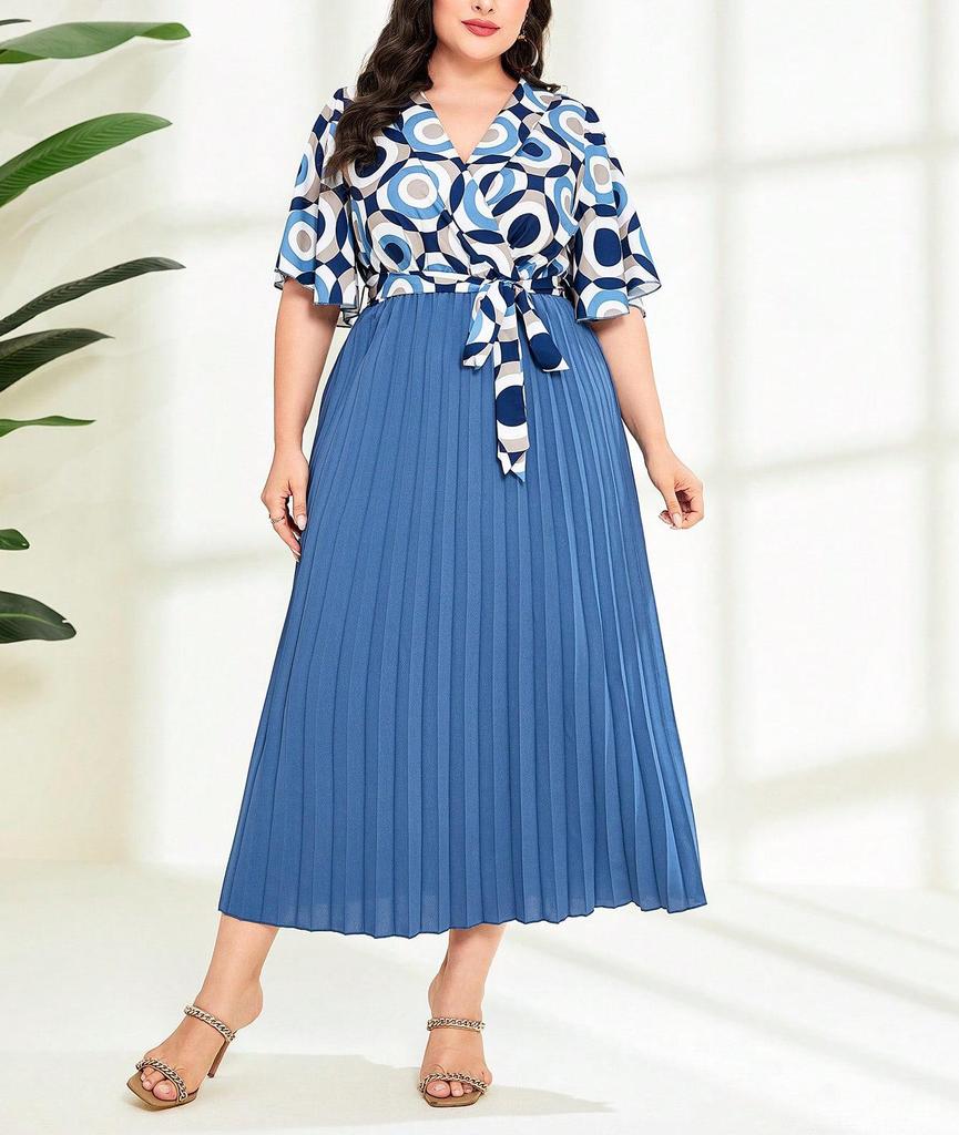 Bestseller: Orientalisches Patchwork-Blumenkleid in Übergröße, Elegantes Temperament, Frühjahrs-/Herbstmode