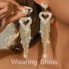 Long Tassel Rhinestone Earrings Dangle Jewelry Crystal Bridal Wedding Earrings Accessories for Women and Brides