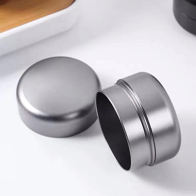 1pc Mini Food Nut Candy Storage Container Portable Sealed Jar Metal Box Aluminum Alloy Travel Moisture-proof Solid Color Tea Can