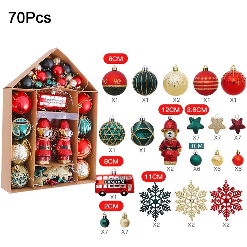 

70 шт. Набор разноцветных рождественских шаров в подарочной коробке, гальваническое покрытие, подвеска на рождественскую елку, для вечеринки style D