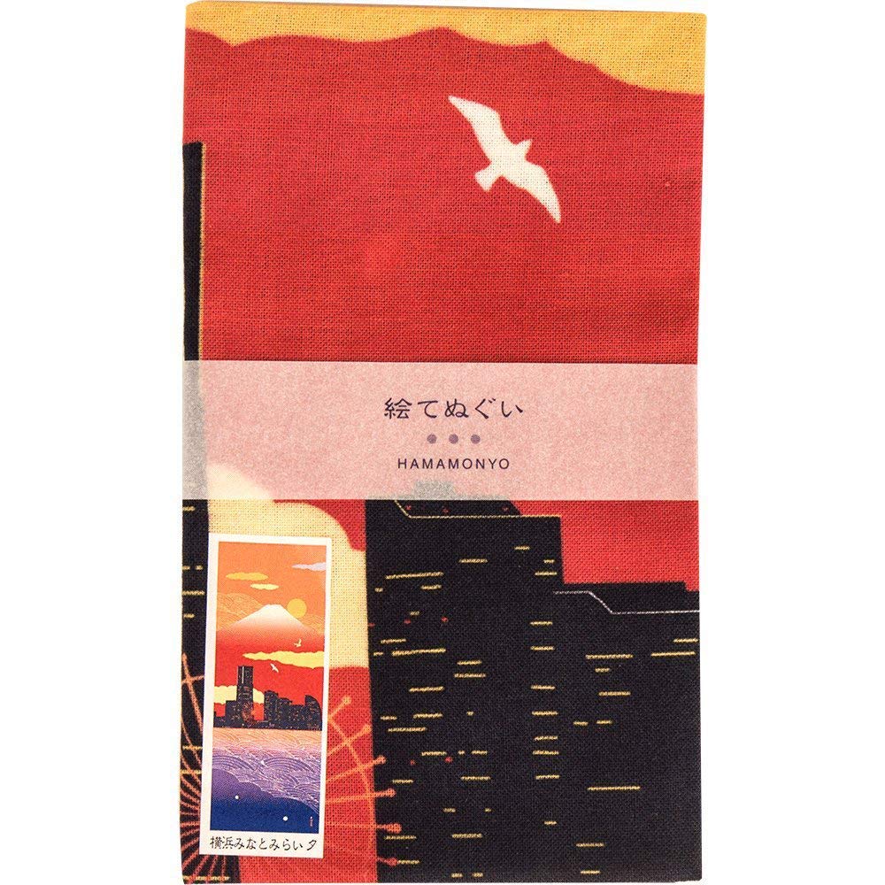 Hamamonyo Picture Tenugui Yokohama Minato Mirai Evening (hand towel)