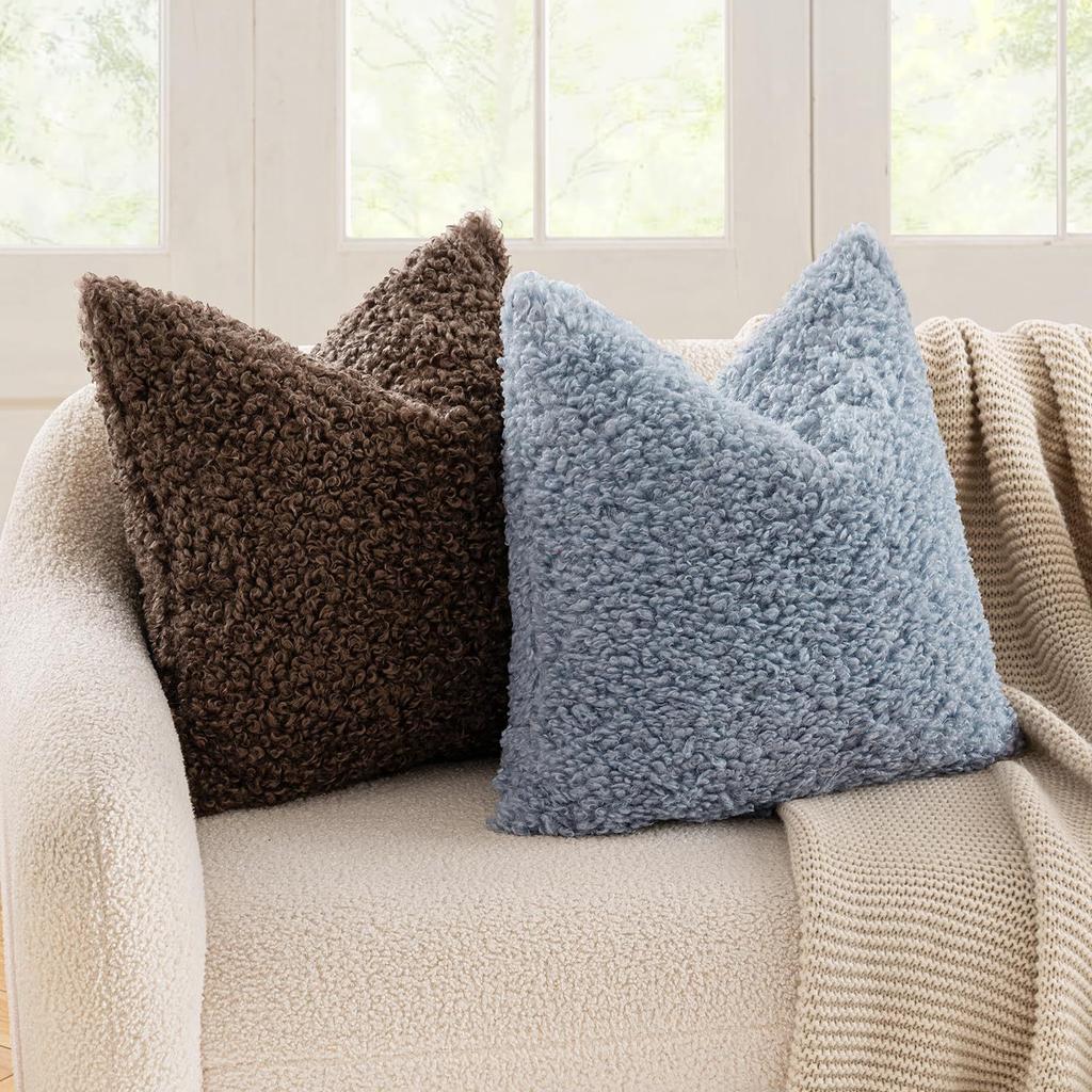 Thick Soft Lamb Wool Pillow Cover Solid Color Modern Simple Nordic Sofa Cushion For Cozy Home Decor