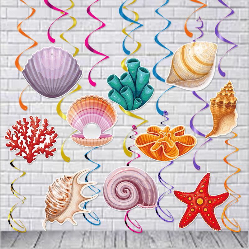 Blue Ocean Sky Tassel Ribbon Flag - Western Summer Theme Crepe Decoration