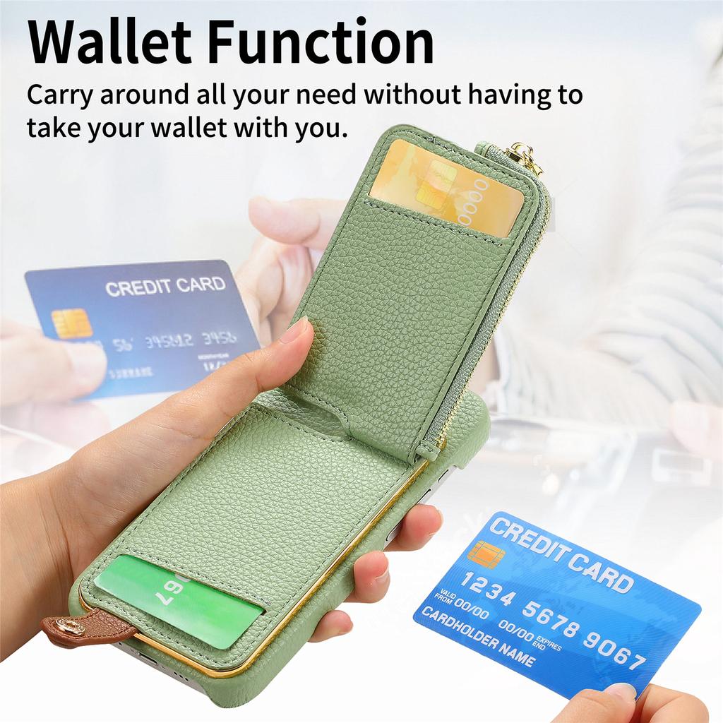 Y3 for iPhone 13 Wallet Case Ring Kickstand Zipper Purse Phone Cover