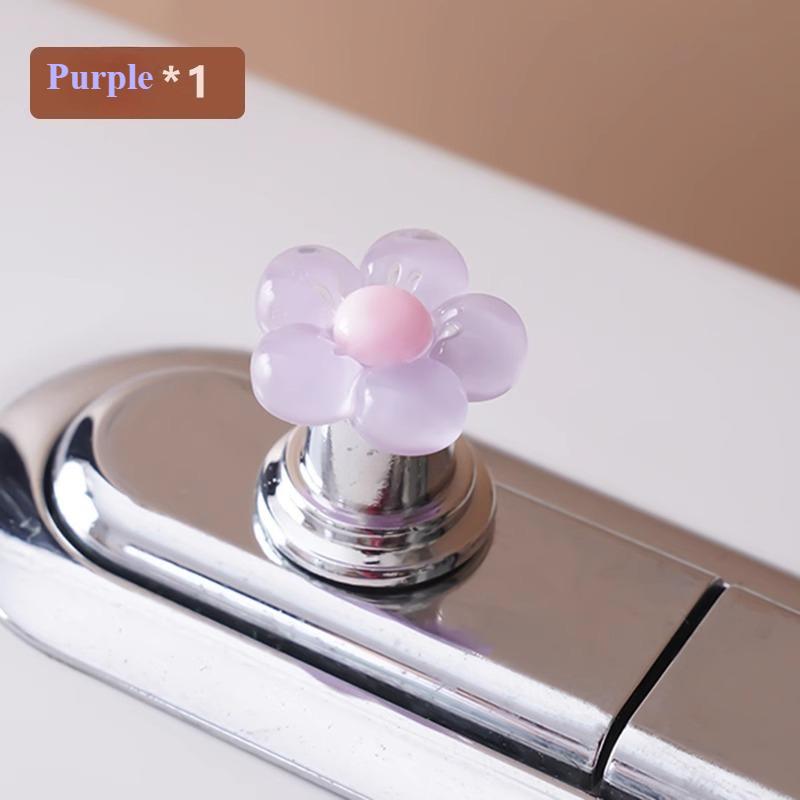 

Flower Shaped Toilet Flush Handle Toilet Press Button Bathroom Accessories фиолетовый