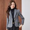 Women's Khaki Striped Wool-Blend Blazer - Slim Fit, Autumn/Winter 2025