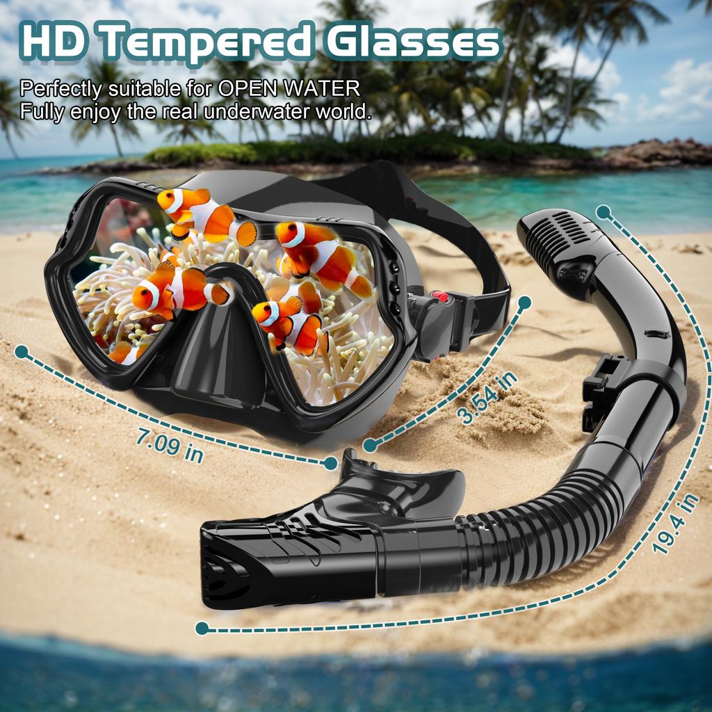 Professional Snorkel Diving Mask Snorkels Goggles Glasses Diving Goggles Swimming Tube Set Anti Fog Snorkel Mask Adult Unisex