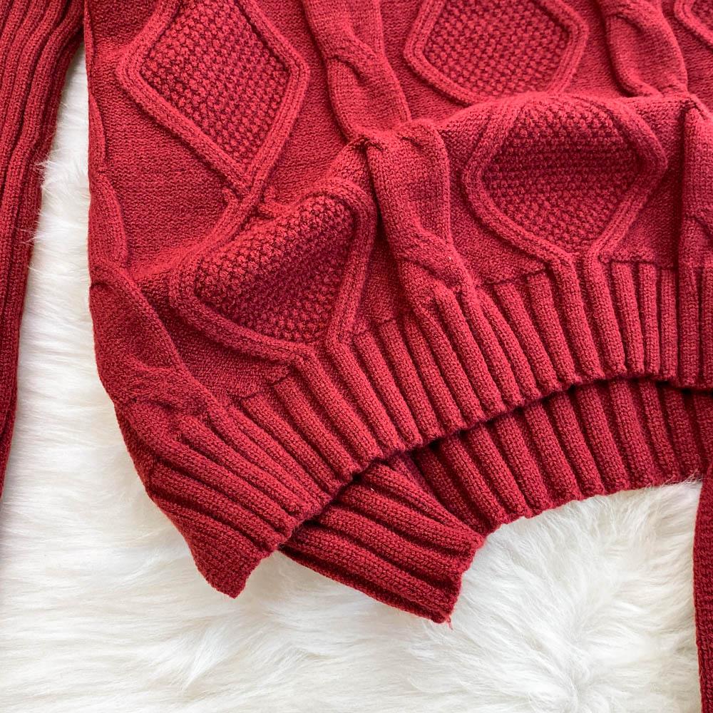 New Loose Knit Fried Dough Twists Sweater Suit Women's Winter High Waist Slim Straight Wide Leg Pants Two-piece Set