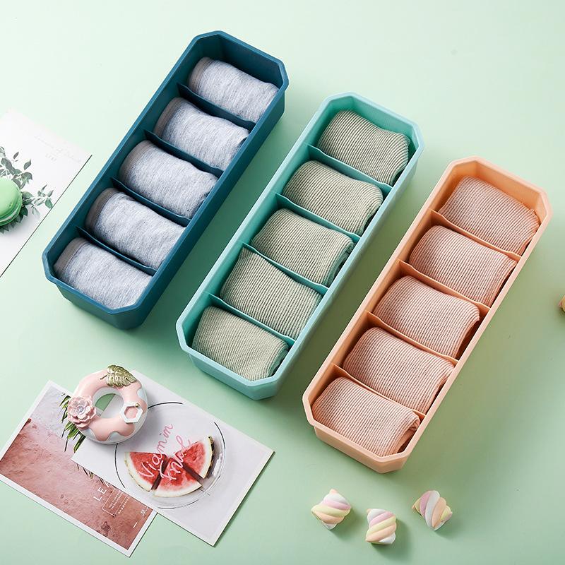 1PC 5 Grid Storage Box Multifunctional Drawer Organizer for Underwear Socks Sundries PP Container Home Organizer
